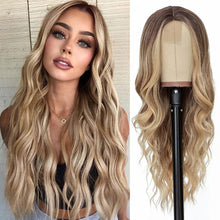 Load image into Gallery viewer, Long Curly Hair Large Wave Front Lace Wig Women's Synthetic Wig Set Elegant Long Curly Women Wig False Hair Cover
