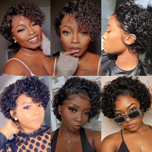 Load image into Gallery viewer, Front Lace Center Split Women's Curly Hair Wig Short Small Curly Hair Headband High Temperature Silk Wig Cover
