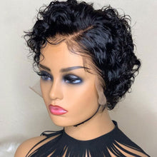 Load image into Gallery viewer, Front Lace Center Split Women's Curly Hair Wig Short Small Curly Hair Headband High Temperature Silk Wig Cover
