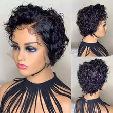 Load image into Gallery viewer, Front Lace Center Split Women's Curly Hair Wig Short Small Curly Hair Headband High Temperature Silk Wig Cover
