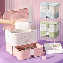 Load image into Gallery viewer, Plastic Nail Tools Storage Box Double Layered Anti-dust Nail Storage Box Portable Large Capacity Storage Nail Enhancement Box

