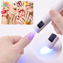 Load image into Gallery viewer, Portable Dryer Machine UV Nail Lamp USB Rechargeable UV LED Nail Quick Drying Light Handheld Manicure Lamp For Gel Varnish Tools
