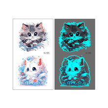 Load image into Gallery viewer, Nightglow Tattoo Sticker Waterproof Cartoon Animal Children's Tattoo Sticker Cute Cartoon Tiger Cat Tattoo Stickers
