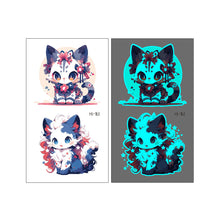 Load image into Gallery viewer, Nightglow Tattoo Sticker Waterproof Cartoon Animal Children's Tattoo Sticker Cute Cartoon Tiger Cat Tattoo Stickers
