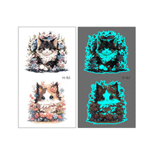Load image into Gallery viewer, Nightglow Tattoo Sticker Waterproof Cartoon Animal Children's Tattoo Sticker Cute Cartoon Tiger Cat Tattoo Stickers
