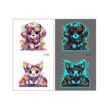 Load image into Gallery viewer, Nightglow Tattoo Sticker Waterproof Cartoon Animal Children's Tattoo Sticker Cute Cartoon Tiger Cat Tattoo Stickers

