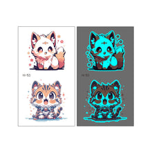 Load image into Gallery viewer, Nightglow Tattoo Sticker Waterproof Cartoon Animal Children's Tattoo Sticker Cute Cartoon Tiger Cat Tattoo Stickers
