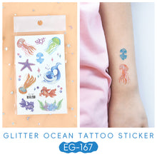 Load image into Gallery viewer, Sparkling Powder Tattoo Sticker Waterproof Animal Ocean Children's Tattoo Sticker Cute Animals Tattoo Stickers
