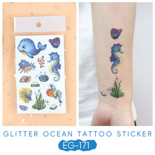 Load image into Gallery viewer, Sparkling Powder Tattoo Sticker Waterproof Animal Ocean Children's Tattoo Sticker Cute Animals Tattoo Stickers
