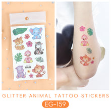 Load image into Gallery viewer, Sparkling Powder Tattoo Sticker Waterproof Animal Ocean Children's Tattoo Sticker Cute Animals Tattoo Stickers
