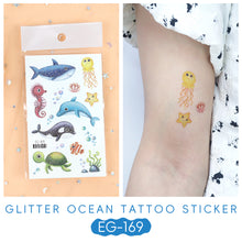 Load image into Gallery viewer, Sparkling Powder Tattoo Sticker Waterproof Animal Ocean Children's Tattoo Sticker Cute Animals Tattoo Stickers
