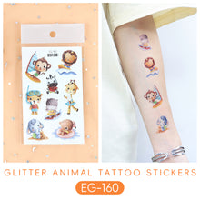 Load image into Gallery viewer, Sparkling Powder Tattoo Sticker Waterproof Animal Ocean Children's Tattoo Sticker Cute Animals Tattoo Stickers
