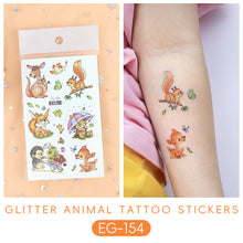 Load image into Gallery viewer, Sparkling Powder Tattoo Sticker Waterproof Animal Ocean Children's Tattoo Sticker Cute Animals Tattoo Stickers
