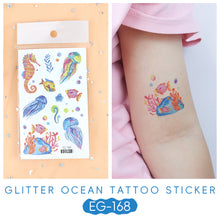 Load image into Gallery viewer, Sparkling Powder Tattoo Sticker Waterproof Animal Ocean Children's Tattoo Sticker Cute Animals Tattoo Stickers
