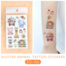 Load image into Gallery viewer, Sparkling Powder Tattoo Sticker Waterproof Animal Ocean Children's Tattoo Sticker Cute Animals Tattoo Stickers
