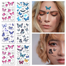 Load image into Gallery viewer, Butterfly Tattoo Sticker Waterproof Children's Colorful Cartoon Flower Butterfly Tattoo Sticker Cute Colorful Tattoo Sticker
