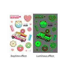 Load image into Gallery viewer, Nightglow Tattoo Sticker Waterproof Party Candy Donut Children's Cartoon Tattoo Sticker Cute Children Tattoo Sticker
