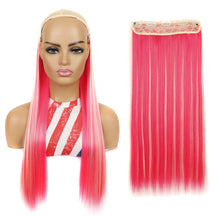Load image into Gallery viewer, One Piece 5-clip Synthetic Straight Hair Wig Adjustable Fish Wire Colorful Wig Hair Piece Invisible Hair Extensions for Women
