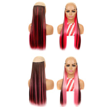 Load image into Gallery viewer, One Piece 5-clip Synthetic Straight Hair Wig Adjustable Fish Wire Colorful Wig Hair Piece Invisible Hair Extensions for Women
