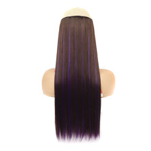 Load image into Gallery viewer, One Piece 5-clip Synthetic Straight Hair Wig Adjustable Fish Wire Colorful Wig Hair Piece Invisible Hair Extensions for Women
