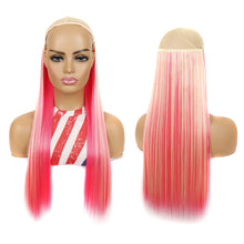 Load image into Gallery viewer, One Piece 5-clip Synthetic Straight Hair Wig Adjustable Fish Wire Colorful Wig Hair Piece Invisible Hair Extensions for Women
