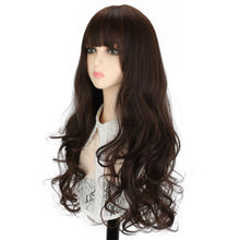 Load image into Gallery viewer, Air Bangs Wig Fashionable Fluffy Big Wave Long Curly Hair Wig Natural Simulated Full Top Wig Women Synthetic Hair Extensions
