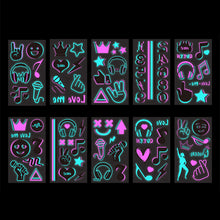 Load image into Gallery viewer, 10pcs/pack Night Glow Waterproof Tattoo Sticker Party Music Festival Fashion Tattoo Sticker Temporary Body Art Tattoo
