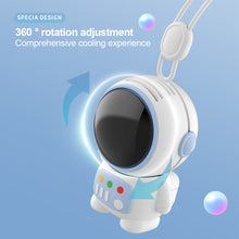 Load image into Gallery viewer, Astronaut Mini Fan Handheld Portable Wireless Bladeless Fans USB Rechargeable Mute Fan with Lanyard Keychain
