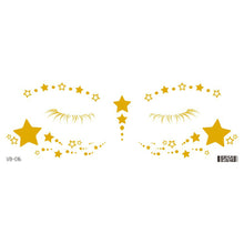 Load image into Gallery viewer, Waterproof Gold Face Tattoo Sticker Party Makeup Music Festival Tattoo Sticker Fashion Temporary Face Art Tattoo
