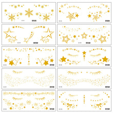 Load image into Gallery viewer, Waterproof Gold Face Tattoo Sticker Party Makeup Music Festival Tattoo Sticker Fashion Temporary Face Art Tattoo
