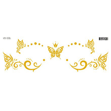 Load image into Gallery viewer, Waterproof Gold Face Tattoo Sticker Party Makeup Music Festival Tattoo Sticker Fashion Temporary Face Art Tattoo
