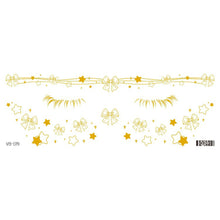 Load image into Gallery viewer, Waterproof Gold Face Tattoo Sticker Party Makeup Music Festival Tattoo Sticker Fashion Temporary Face Art Tattoo
