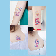 Load image into Gallery viewer, Waterproof Glitter Tattoo Sticker Cartoon Mermaid Unicorn Children Tattoo Sticker Cute Funny Body Art Tattoo
