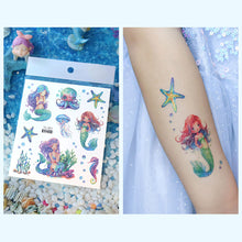 Load image into Gallery viewer, Waterproof Glitter Tattoo Sticker Cartoon Mermaid Unicorn Children Tattoo Sticker Cute Funny Body Art Tattoo
