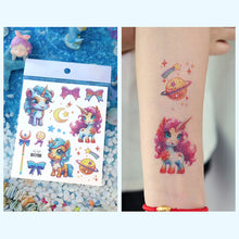 Load image into Gallery viewer, Waterproof Glitter Tattoo Sticker Cartoon Mermaid Unicorn Children Tattoo Sticker Cute Funny Body Art Tattoo
