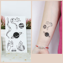 Load image into Gallery viewer, Waterproof Fresh Tattoo Sticker Black White Solid Cartoon Animal Tattoo Sticker Creative Body Art Tattoo Sticker
