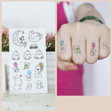 Load image into Gallery viewer, Waterproof Fresh Tattoo Sticker Black White Solid Cartoon Animal Tattoo Sticker Creative Body Art Tattoo Sticker

