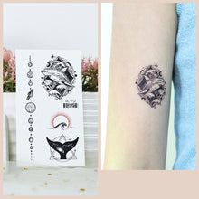 Load image into Gallery viewer, Waterproof Fresh Tattoo Sticker Black White Solid Cartoon Animal Tattoo Sticker Creative Body Art Tattoo Sticker
