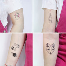 Load image into Gallery viewer, Waterproof Fresh Tattoo Sticker Black White Solid Cartoon Animal Tattoo Sticker Creative Body Art Tattoo Sticker
