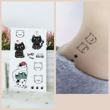 Load image into Gallery viewer, Waterproof Fresh Tattoo Sticker Black White Solid Cartoon Animal Tattoo Sticker Creative Body Art Tattoo Sticker
