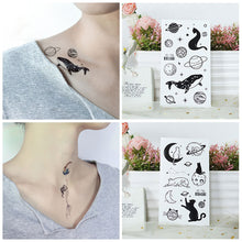 Load image into Gallery viewer, Waterproof Fresh Tattoo Sticker Black White Solid Cartoon Animal Tattoo Sticker Creative Body Art Tattoo Sticker
