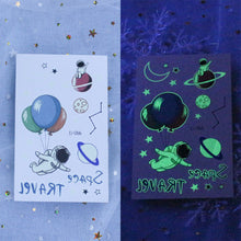 Load image into Gallery viewer, Waterproof Night Glow Tattoo Sticker Luminous Cartoon Space Tattoo Sticker Temporary Body Art Tattoo for Children
