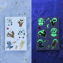 Load image into Gallery viewer, Waterproof Night Glow Tattoo Sticker Luminous Cartoon Space Tattoo Sticker Temporary Body Art Tattoo for Children
