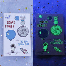 Load image into Gallery viewer, Waterproof Night Glow Tattoo Sticker Luminous Cartoon Space Tattoo Sticker Temporary Body Art Tattoo for Children
