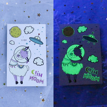 Load image into Gallery viewer, Waterproof Night Glow Tattoo Sticker Luminous Cartoon Space Tattoo Sticker Temporary Body Art Tattoo for Children
