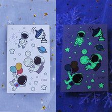 Load image into Gallery viewer, Waterproof Night Glow Tattoo Sticker Luminous Cartoon Space Tattoo Sticker Temporary Body Art Tattoo for Children
