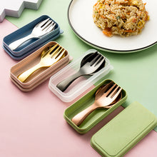 Load image into Gallery viewer, 1 Set 304 Stainless Steel Spoon Fork Portable Outdoor Camping Hiking Tableware Dessert Set Cooking Supplies
