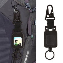 Load image into Gallery viewer, 1PC Outdoor Multi-Function Retractable Easy-To-Pull Buckle With Back Clip Wire Rope High Elastic Anti-Loss Key Chain--Black
