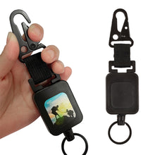 Load image into Gallery viewer, 1PC Outdoor Multi-Function Retractable Easy-To-Pull Buckle With Back Clip Wire Rope High Elastic Anti-Loss Key Chain--Black
