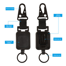 Load image into Gallery viewer, 1PC Outdoor Multi-Function Retractable Easy-To-Pull Buckle With Back Clip Wire Rope High Elastic Anti-Loss Key Chain--Black
